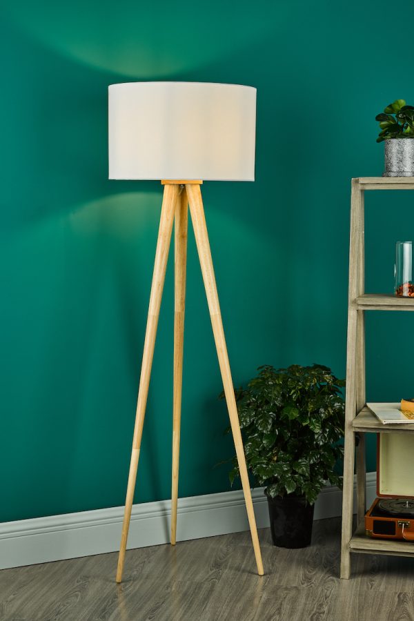 Ivor Tripod Floor Lamp Light Oak Base Only - Image 6