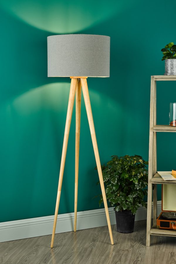 Ivor Tripod Floor Lamp Light Oak Base Only - Image 7