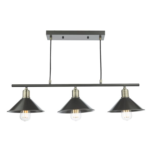 Jalen 3 Light Bar Pendant Graphite Antique Brass - Image 3