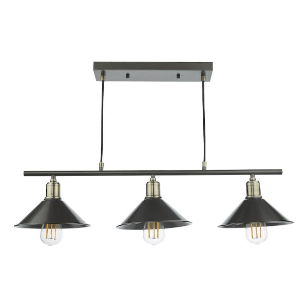 Jalen 3 Light Bar Pendant Graphite Antique Brass - Image 4