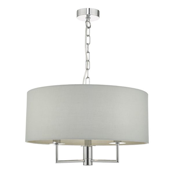 Jamelia 3 Light Pendant Polished Chrome & Grey - Image 2