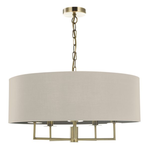 Jamelia 5 Light Shadelier Antique Brass Taupe Shade - Image 2