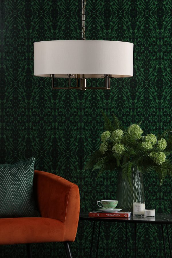 Jamelia 5 Light Shadelier Antique Brass Taupe Shade - Image 4