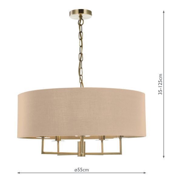 Jamelia 5 Light Shadelier Antique Brass Taupe Shade - Image 5