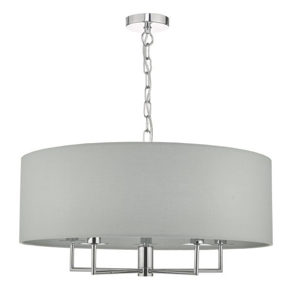 Jamelia 5lt Pendant Polished Chrome & Grey - Image 2
