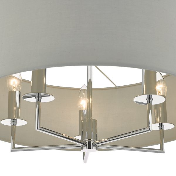 Jamelia 5lt Pendant Polished Chrome & Grey - Image 3