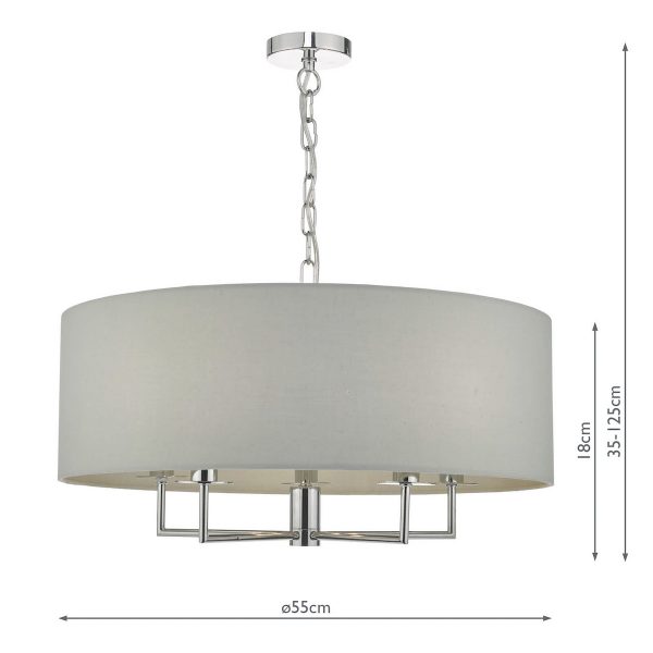 Jamelia 5lt Pendant Polished Chrome & Grey - Image 5
