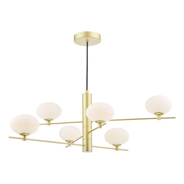 Jasper 6 Light Pendant Satin Gold and Opal Glass - Image 3