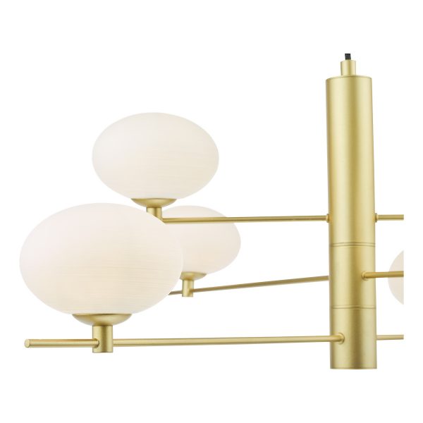 Jasper 6 Light Pendant Satin Gold and Opal Glass - Image 5