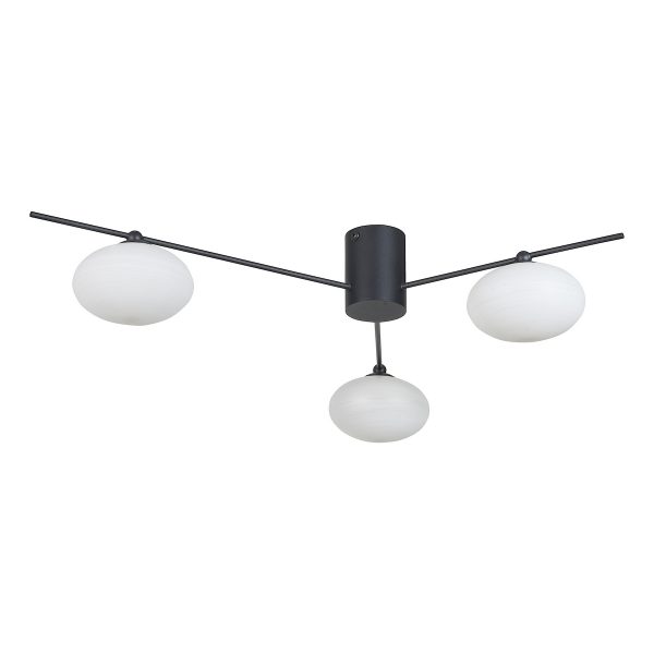 Jasper 3 Light Semi Flush Matt Black Opal glass - Image 2