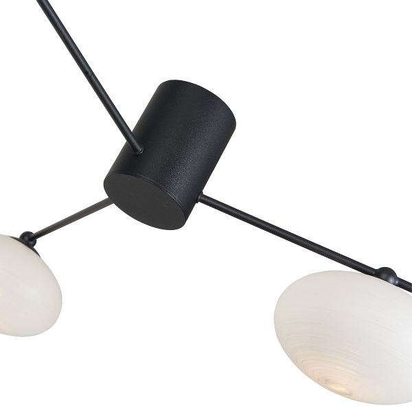 Jasper 3 Light Semi Flush Matt Black Opal glass - Image 4