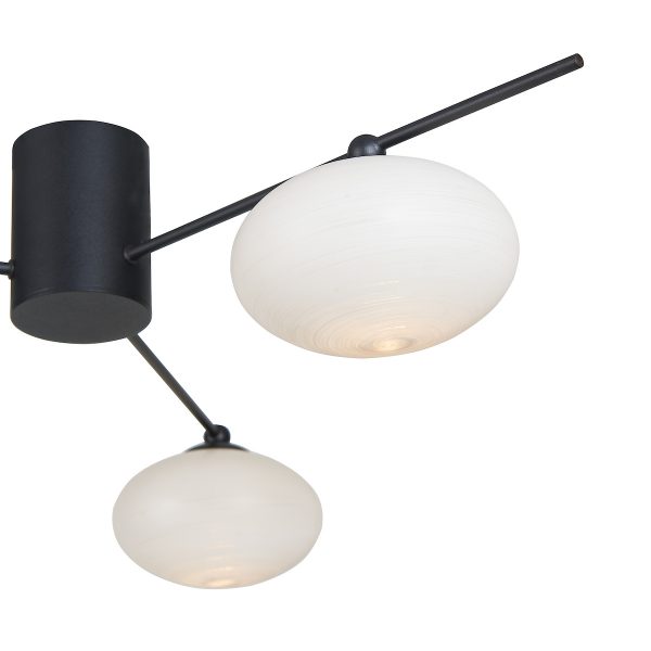 Jasper 3 Light Semi Flush Matt Black Opal glass - Image 5