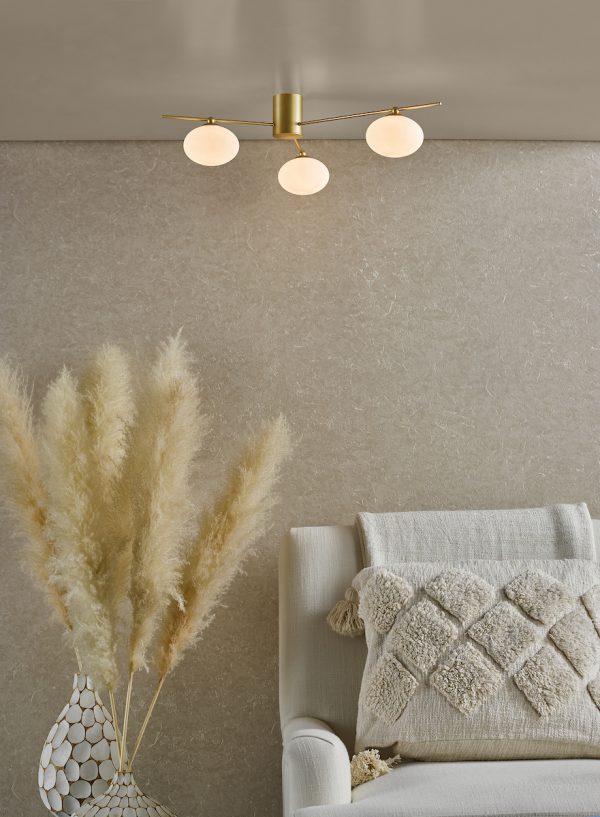 Jasper 3 Light Semi-Flush Satin Gold and Opal Glass - Image 5