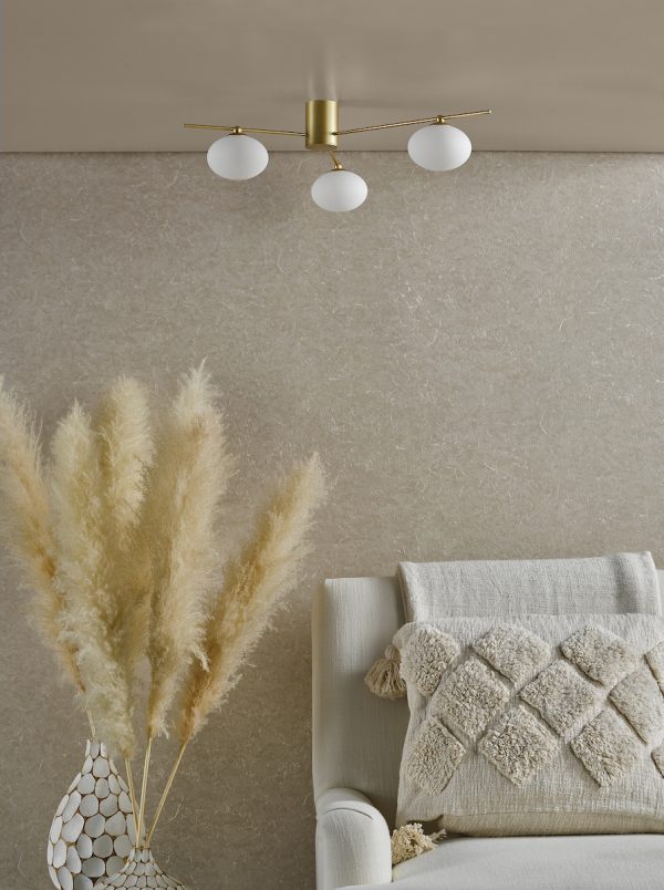 Jasper 3 Light Semi-Flush Satin Gold and Opal Glass - Image 6