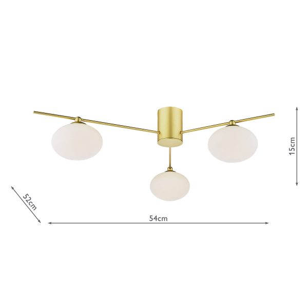 Jasper 3 Light Semi-Flush Satin Gold and Opal Glass - Image 7
