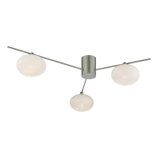 Jasper 3 Light Semi Flush Satin Nickel Opal glass