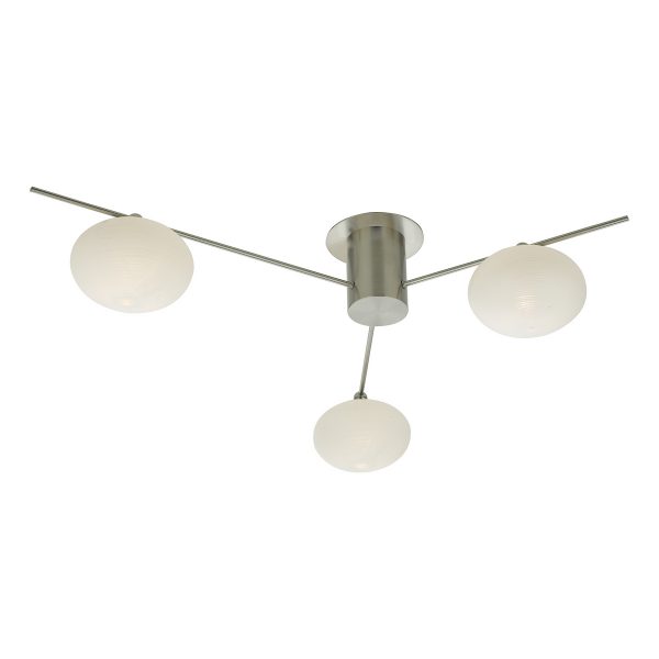 Jasper 3 Light Semi Flush Satin Nickel Opal glass - Image 2