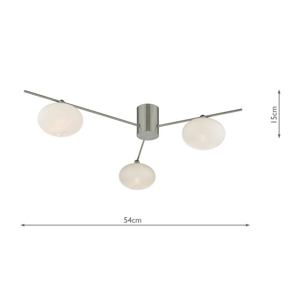 Jasper 3 Light Semi Flush Satin Nickel Opal glass - Image 4
