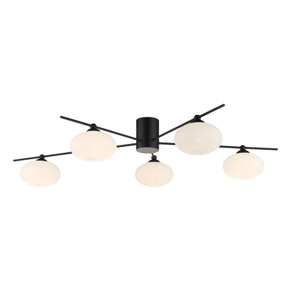 Jasper 5lt Semi Flush Matt Black Opal Glass