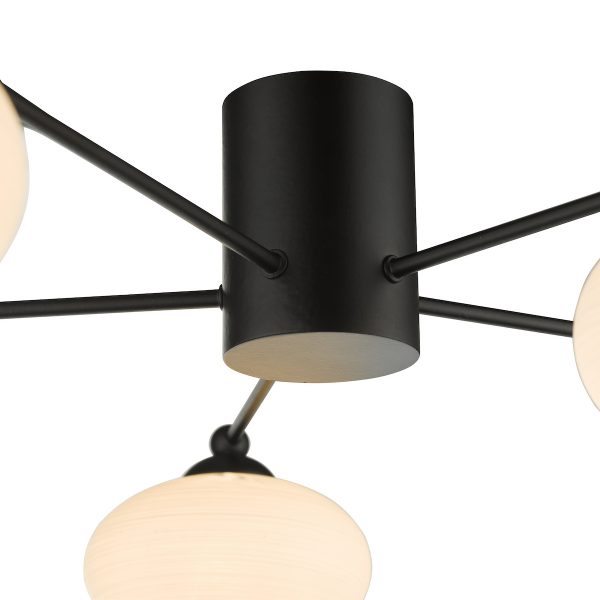 Jasper 5lt Semi Flush Matt Black Opal Glass - Image 4