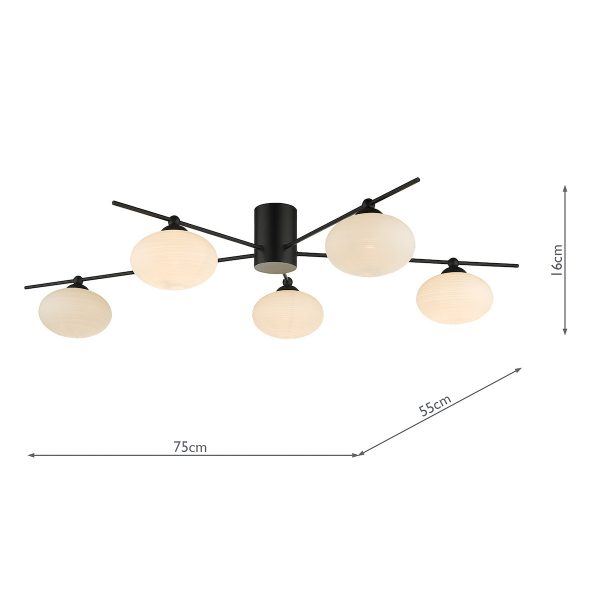 Jasper 5lt Semi Flush Matt Black Opal Glass - Image 6