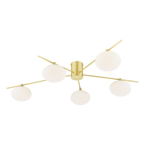 Jasper 5 Light Semi-Flush Satin Gold and Opal Glass - Image 3