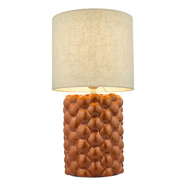 Jayden Table Lamp Orange Glaze With Shade - Image 3