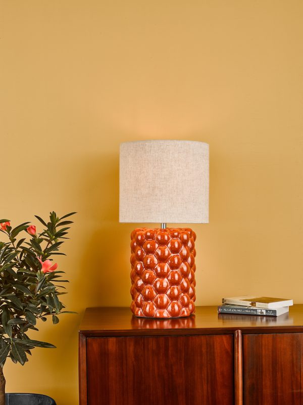 Jayden Table Lamp Orange Glaze With Shade - Image 4