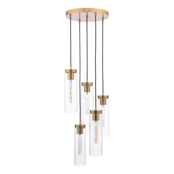 Jodelle 5 Light Cluster Pendant Polished Bronze and Glass - Image 2