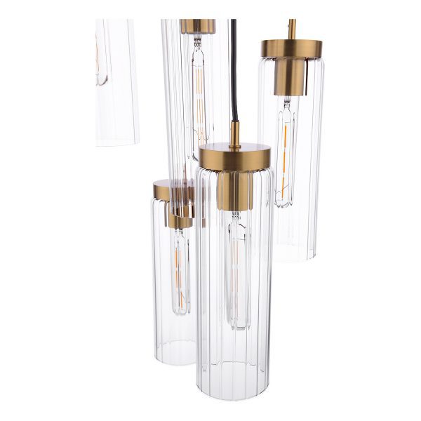 Jodelle 5 Light Cluster Pendant Polished Bronze and Glass - Image 3