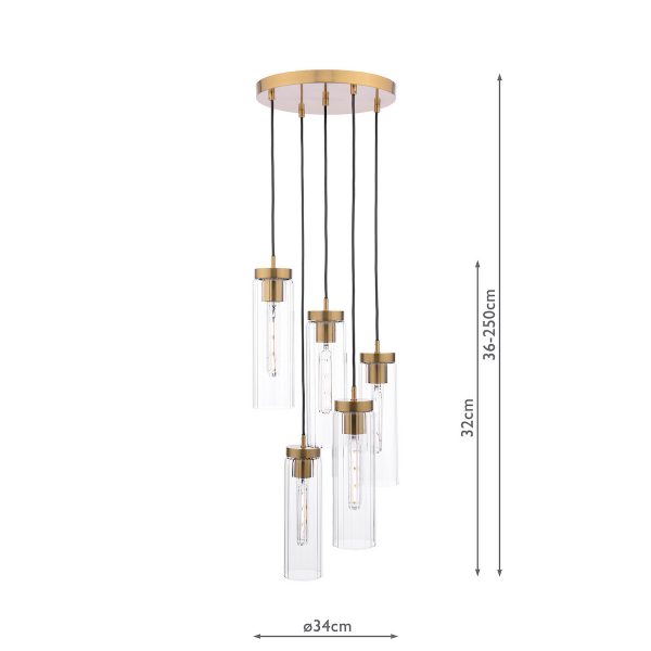 Jodelle 5 Light Cluster Pendant Polished Bronze and Glass - Image 4