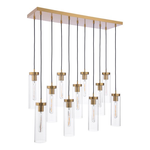 Jodelle 11 Light Bar Pendant Polished Bronze and Glass - Image 2