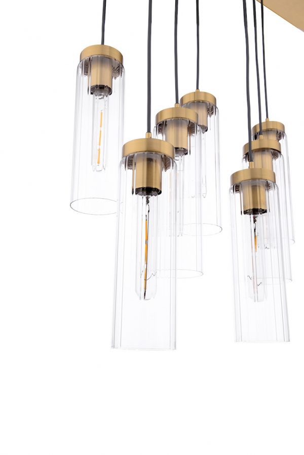 Jodelle 11 Light Bar Pendant Polished Bronze and Glass - Image 4