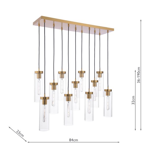 Jodelle 11 Light Bar Pendant Polished Bronze and Glass - Image 5