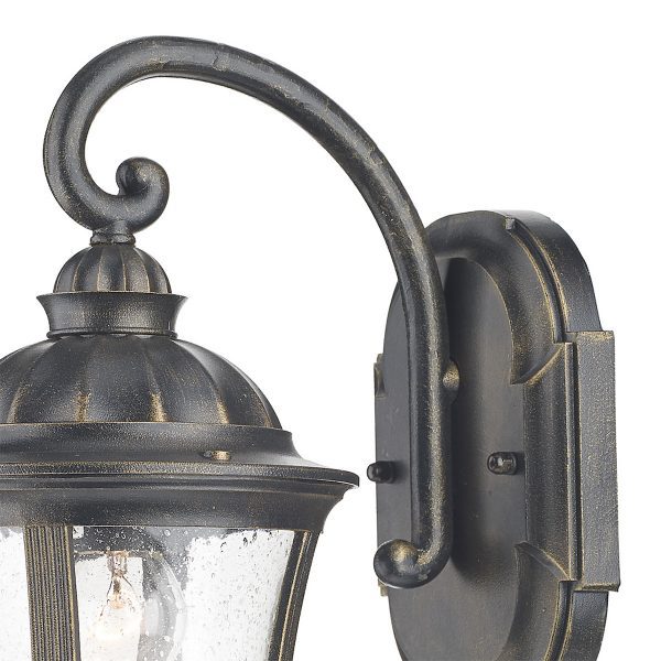 Johnson Outdoor Wall Light Black/Gold Glass IP44 - Image 2