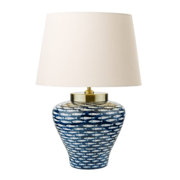 Joy Table Lamp Blue/White Fish Motif Base Only