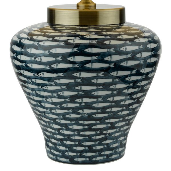 Joy Table Lamp Blue/White Fish Motif Base Only - Image 2