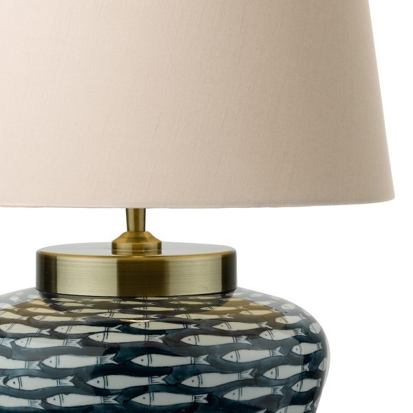 Joy Table Lamp Blue/White Fish Motif Base Only - Image 4