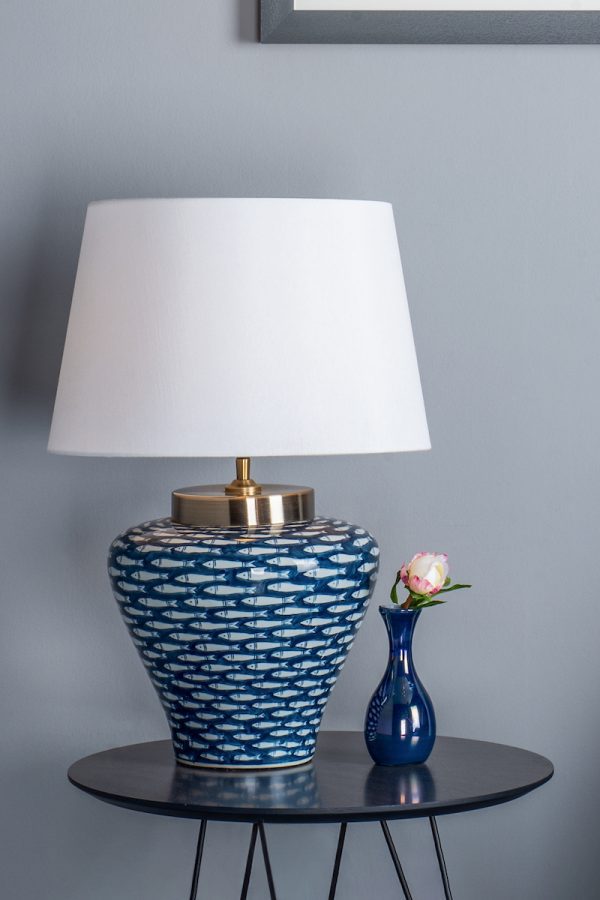 Joy Table Lamp Blue/White Fish Motif Base Only - Image 6