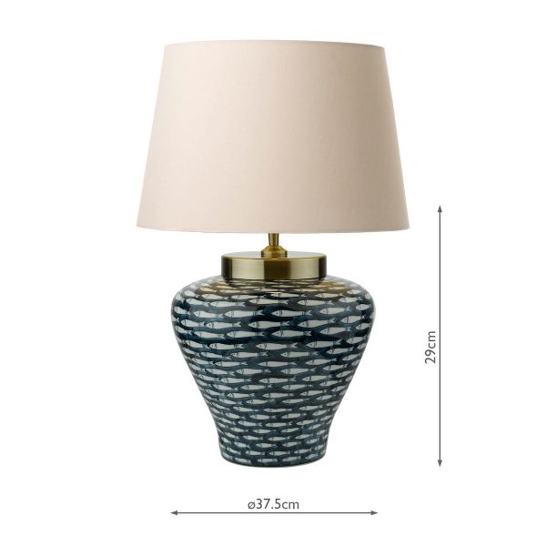Joy Table Lamp Blue/White Fish Motif Base Only - Image 7