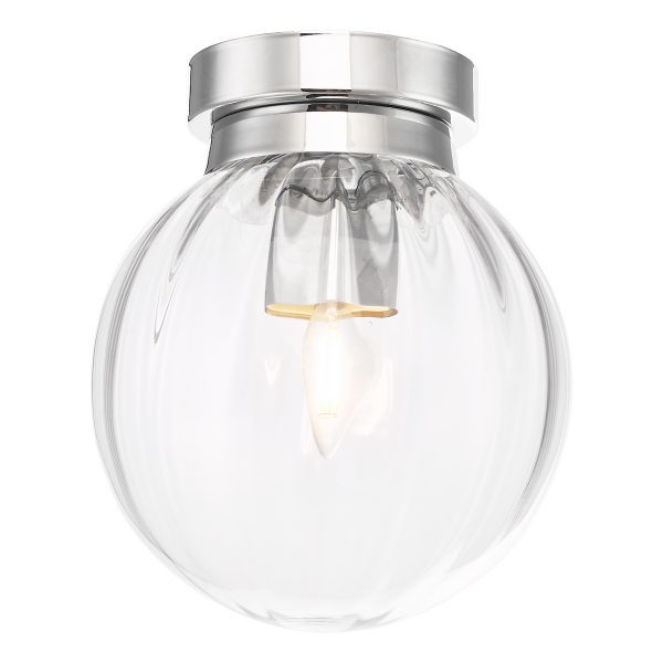 Kavi Bathroom Flush Polished Chrome Glass IP44