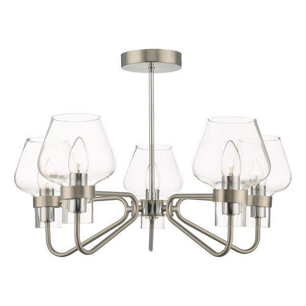 Keta 5 Light Semi Flush Satin Chrome & Polished Chrome