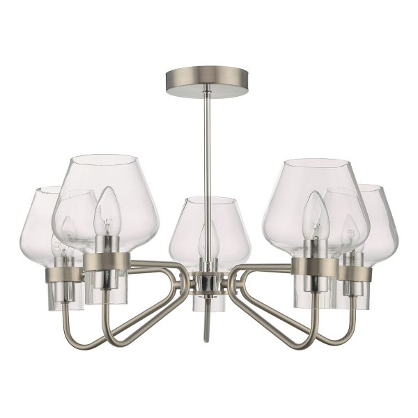 Keta 5 Light Semi Flush Satin Chrome & Polished Chrome - Image 2