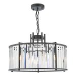 Kiran 5 Light Pendant Satin Black and Glass