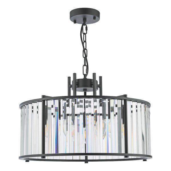 Kiran 5 Light Pendant Satin Black and Glass - Image 2