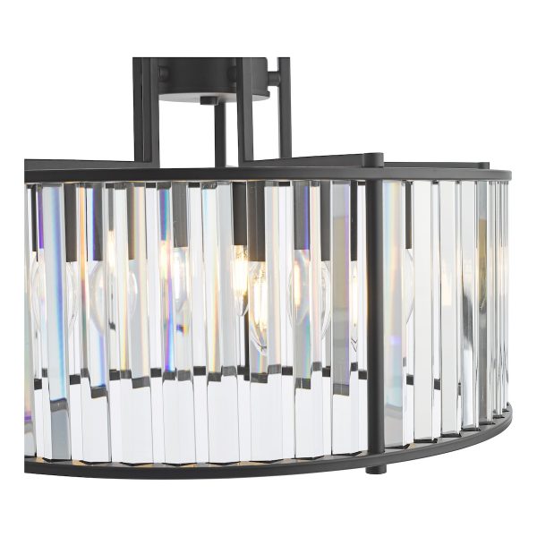 Kiran 5 Light Pendant Satin Black and Glass - Image 3