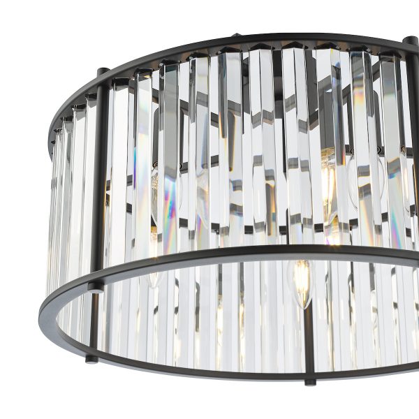 Kiran 5 Light Pendant Satin Black and Glass - Image 4