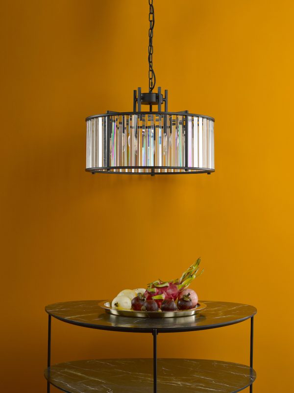 Kiran 5 Light Pendant Satin Black and Glass - Image 6