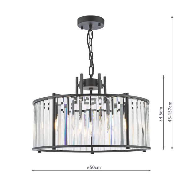 Kiran 5 Light Pendant Satin Black and Glass - Image 9