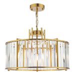 Kiran 5 Light Pendant Natural Brass and Glass